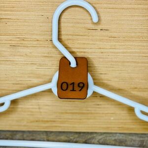 Leather numbers for hangers two sided set of number tags 001-025 hand crafted